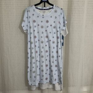 Life is Good S Intimates Set of Two Gray White Stripe Blue Floral Sleep Shirts